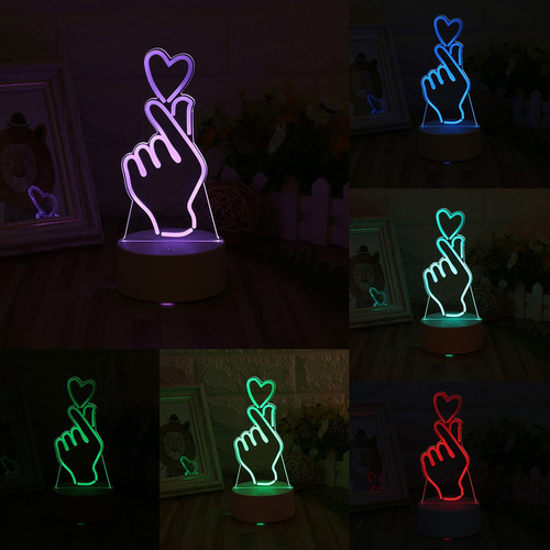 Usb Novidade 7 Cores Mudando Dedo Coração Led Night Light 3 - Imagem 2