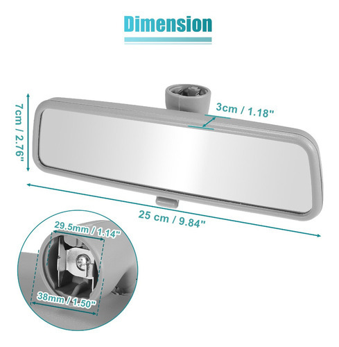 Espelho Retrovisor Interior Cinza Para Vw Tiguan Jetta Golf - Imagem 4