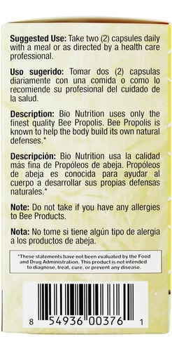 Própolis De Abelha Bio Nutrition, Cápsulas De Suplemento De - Imagem 3