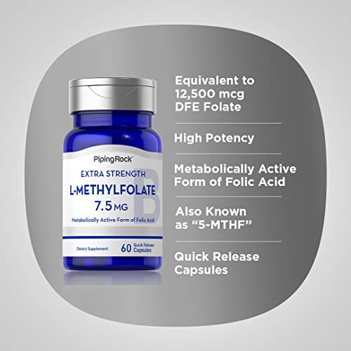 Piping Rock L-metilfolato 7,5 Mg | 60 Cápsulas | Suplemento - Imagem 3