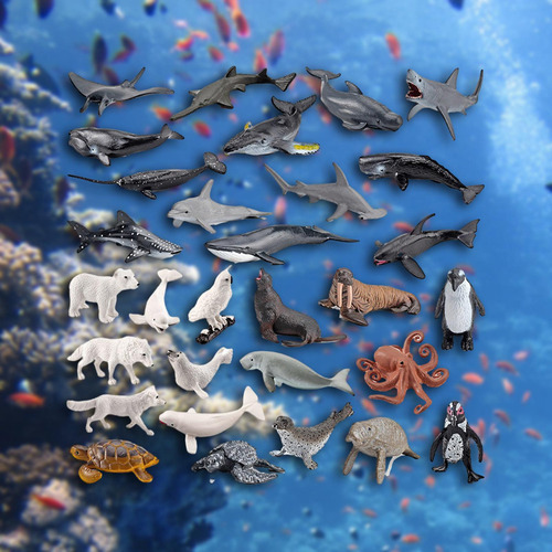 30 Peças Figuras De Animais Do Oceano, Modelo De Animais - Imagem 6