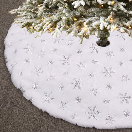 Saia Árvore Natal Frisado Floco Neve 120cm Branco Decoração — foto 10 Saia Árvore Natal Frisado Floco Neve 120cm Branco Decoração — foto 10