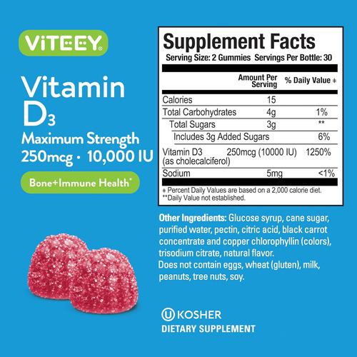 Gomas De Vitamina D3 Para Adultos E Adolescentes - 10.000 Ui - Imagem 4