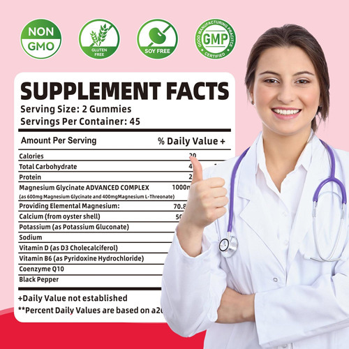 Bettervits 90 Ct Magnésio Glicinato Gomas 1000mg - Suplement - Imagem 3