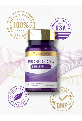 Probiótico Carlyle Probiotic-14 3 Bilhões De Cfu 60 Cápsulas - Imagem 5