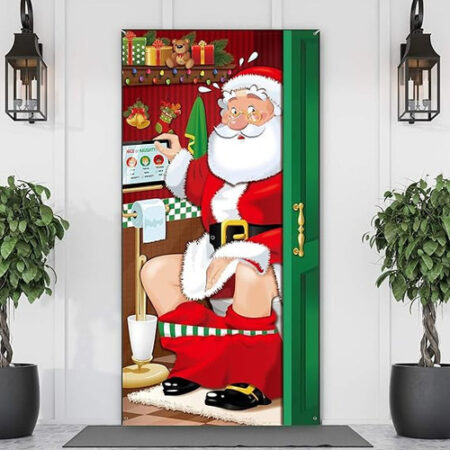 Decorações De Capa De Porta De Natal Banner De Porta De Papa - Imagem 10