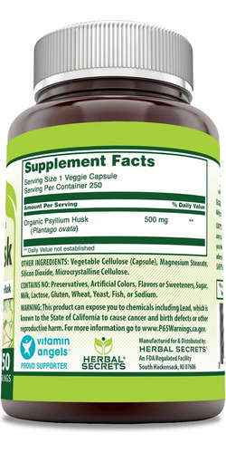 Suplemento De Casca De Psyllium De Segredos De Ervas | 500mg - Imagem 2
