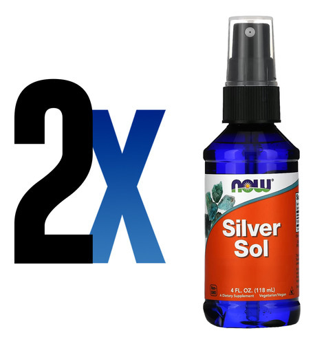 Silver Sol Líquido 50mcg Now Foods 118ml Importado 2un - Imagem 2