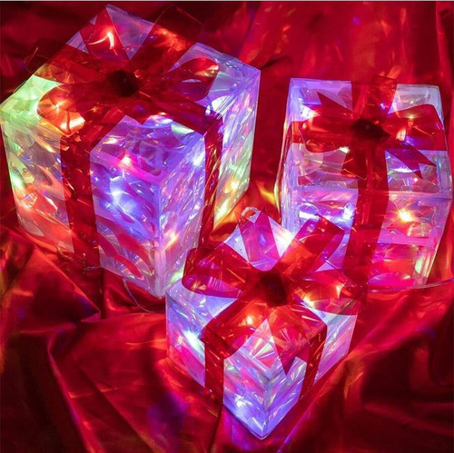 [ 3 Caixas De Presente Luminosas, Decoração De Jardim Ao Ar - Imagem 6