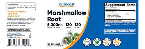 Suplemento Nutricost Marshmallow Root 5000 Mg 120 Cápsulas - Imagem 7