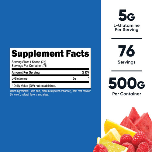 Suplemento Nutricost L-glutamina Em Pó 500g (ponche De Fruta - Imagem 3