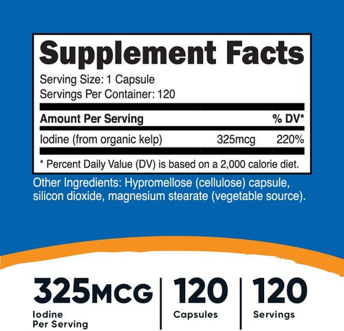 Cápsulas Nutricost Kelp, 325 Mcg De Iodo, 120 Cápsulas, Veg - Imagem 2
