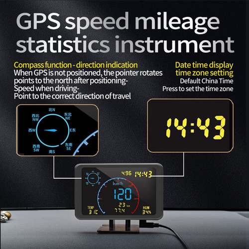 Head Up Display Gps Digital Hud Alarm Velocímetro De Veículo - Imagem 5