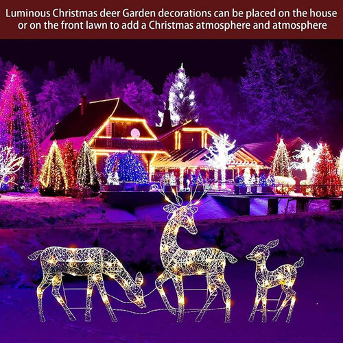 Kit 3 Enfeites De Natal De Renas Led Garden Blinker - Imagem 10