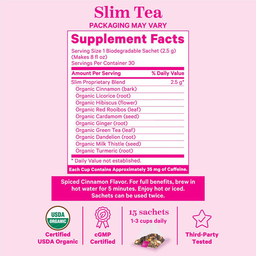 Chá Slim Orgânico Pink Stork - Raiz De Dente De Leão, Chá Ve - Imagem 4