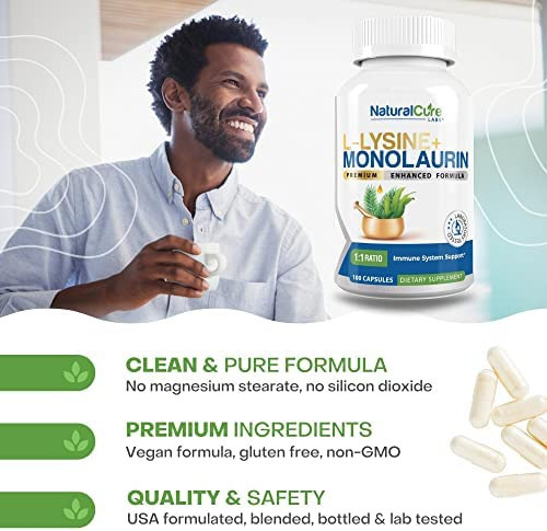 Natural Cure Labs L-lisina + Monolaurina 600mg Proporção 1:1 - Imagem 5