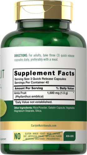 Suplemento Carlyle Amla Fruit 1500mg 120 Cápsulas Não Transg - Imagem 2