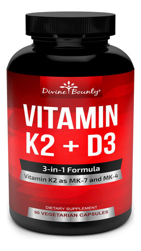 Suplemente A Vitamina K2 Da Divine Bounty (mk7 E Mk4) Com D3