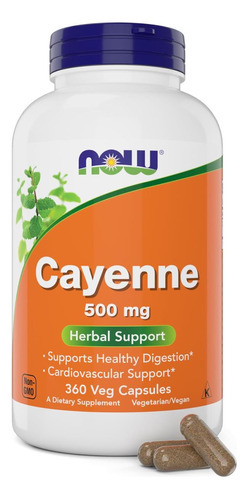 Now Cayenne (capsicum Annuum) 500 Mg, 360 Cápsulas Vegetais