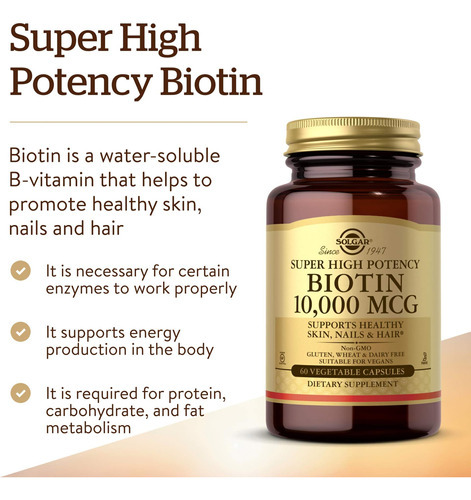 Solgar Biotina 10.000 Mcg, 60 Cápsulas Vegetais - Energia, M - Imagem 3