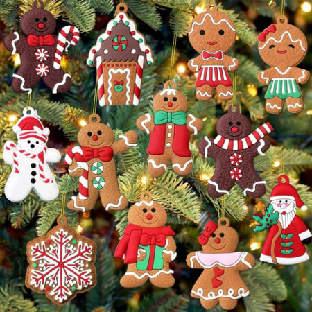 12 Enfeites De Árvore De Natal, Gingerbread Man - Imagem 11