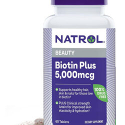 Natrol Beauty Biotin Plus Lutein 5.000 Mcg, Suplemento Dieté