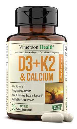 Vitamina D3 + K2 (mk7), Cálcio E Bioperine - Vitamina D 500