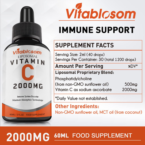 Suplemento Vitablosom Lipossomal Vitamin C 2000mg 60ml - Imagem 7