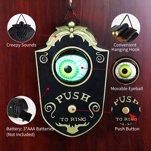 Campainha De Halloween Com Led Lightup Eyeball Sons Assustad - Imagem 4