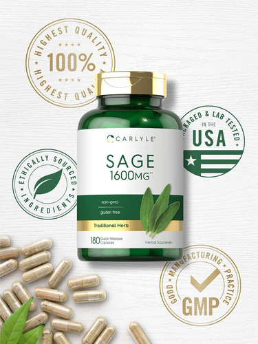 Suplemento De Sálvia Carlyle 1600mg | 180 Cápsulas | Alta Po - Imagem 4