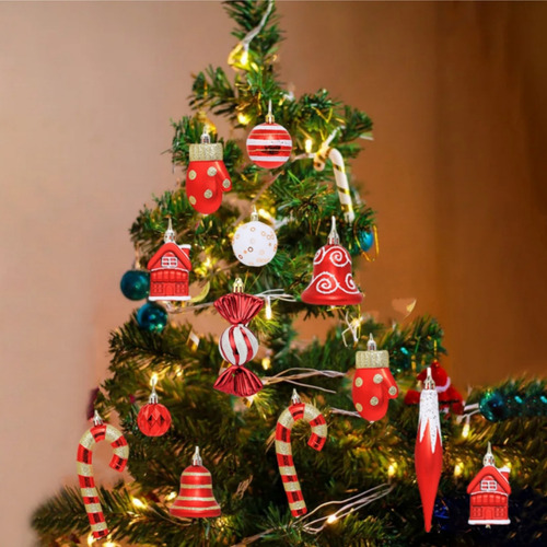 16 Pingentes De Árvore De Natal Decorados Com Doces - Imagem 5