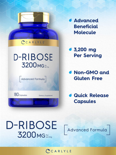 Suplemento Carlyle D-ribose Em Cápsulas 3200 Mg 180 Unidades - Imagem 3