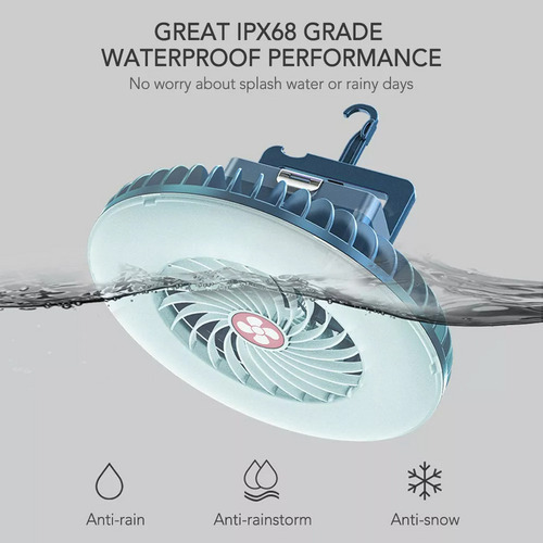 Ventilador Recarregável Barraca Viagem Led Lanterna Portátil - Imagem 6