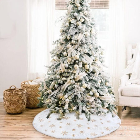 Saia Árvore Natal Frisado Floco Neve 120cm Branco Decoração — foto 5 Saia Árvore Natal Frisado Floco Neve 120cm Branco Decoração — foto 5