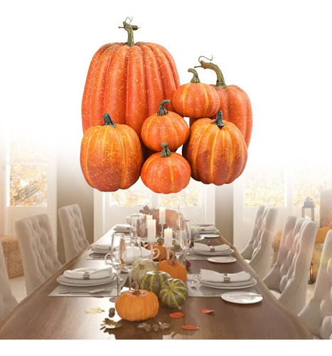 7pcs Abóboras Artificiais Simulação Falsa Abóbora Halloween - Imagem 8