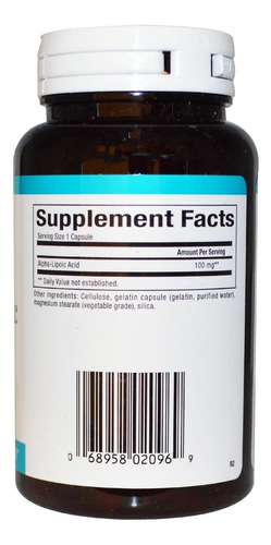 Fatores Naturais De Ácido Alfa-lipóico, 100 Mg, 120 Cápsulas - Imagem 2