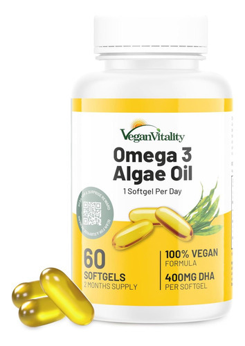 Suplemento Vegan Vitality Vegan Omega 3 - 60 Géis Macios De
