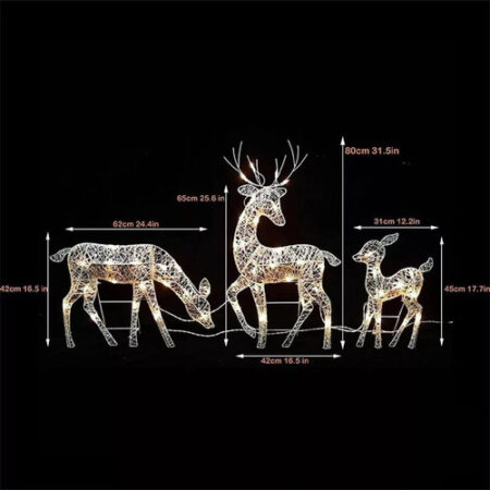 Família De Alces Natal Com Três Decorações Natal Jardim Led - Imagem 2