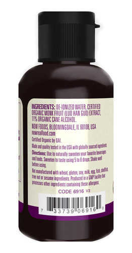 Fruta Dos Monges Now Foods Adoçante Líquido 59ml 4un - Imagem 5