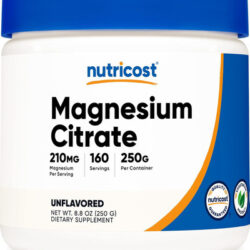 Citrato De Magnésio Nutricost Em Pó (sem Sabor, 250 Gramas).