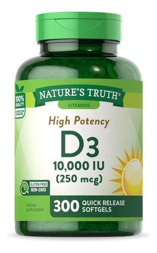 Natures Truth Vitamina Diu Softgels | 300 Contagens | Força