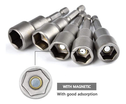 Soquete De Chave De Porca Magnética De 1/4 Haste Métrica F D - Imagem 7