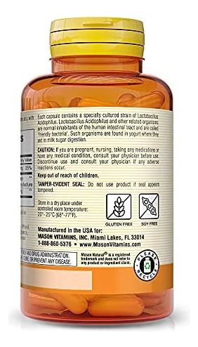 Mason Natural Probiótico Acidophilus Com Pectina E Cálcio - - Imagem 3