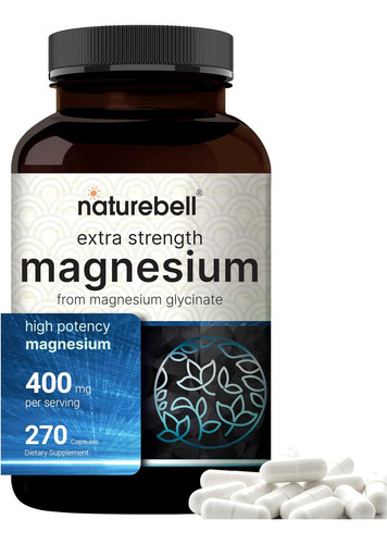 Glicinato De Magnésio 400mg (elemental), 270 Cápsulas 100%
