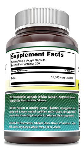 Suplemento Amazing Formulas Biotina 10000mcg 200 Cápsulas - Imagem 2