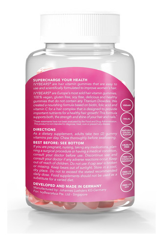 Ivybears® | Vitaminas Para Cabelo | Vegetariano | Biotina, Á - Imagem 8