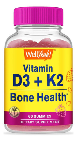 Wellyeah Vitamina D3 + K2 Gomas - Vitamina Diu, K2 100 Mcg -