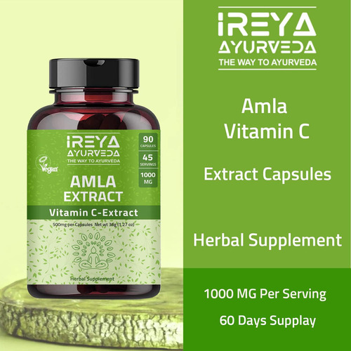 Cápsulas De Extrato De Fruta Amla De Ireya Ayurveda (90 Cáps - Imagem 7