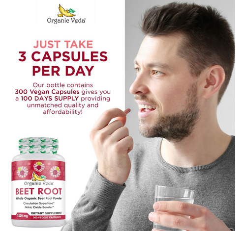 Cápsulas Orgânicas De Raiz De Beterraba Veda 1500 Mg - 300 C - Imagem 4