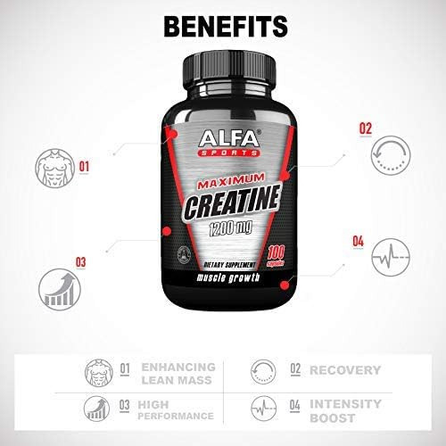 Alfa Vitaminas Creatina Máxima Monohidratada 1200 Mg 100 Cáp - Imagem 3